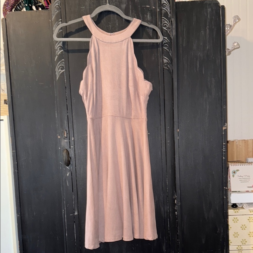 Altar'd State Mauve Faux Suede Scalloped Dress
